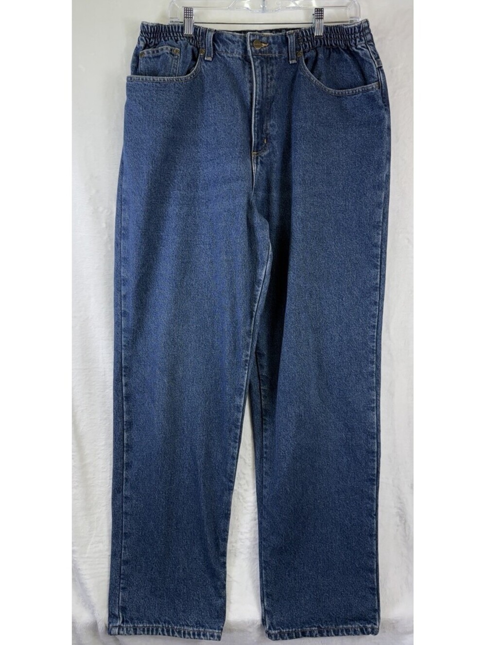 LL Bean Double l Flannel Lined Jeans Womens 16 Tall Blue Original Fit Relaxed